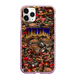 Чехол iPhone 11 Pro матовый DOOM: Pixel Monsters, цвет: 3D-розовый