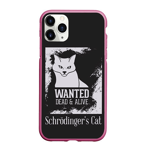 Чехол iPhone 11 Pro матовый Wanted Cat / 3D-Малиновый – фото 1