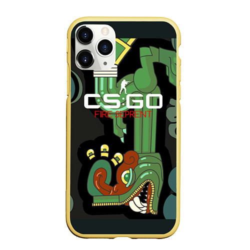 Чехол iPhone 11 Pro матовый Cs:go - Fire Serpent Огненный змей / 3D-Желтый – фото 1