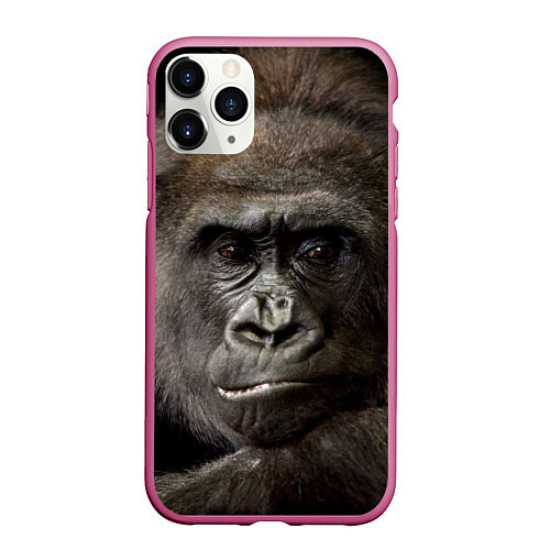 Чехол iPhone 11 Pro матовый Глаза гориллы / 3D-Малиновый – фото 1