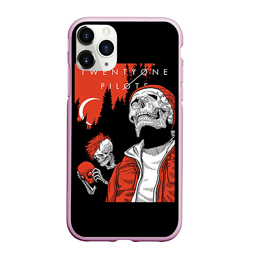 Чехол iPhone 11 Pro матовый Twenty one pilots: Skulls / 3D-Розовый – фото 1