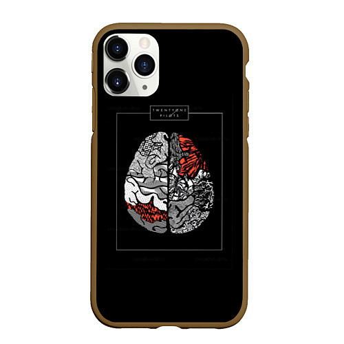 Чехол iPhone 11 Pro матовый Twenty one pilots: brain / 3D-Коричневый – фото 1