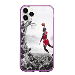 Чехол iPhone 11 Pro матовый Michael Jordan NBA, цвет: 3D-фиолетовый