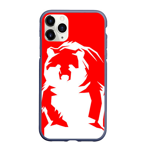 Чехол iPhone 11 Pro матовый Красный медведь / 3D-Серый – фото 1