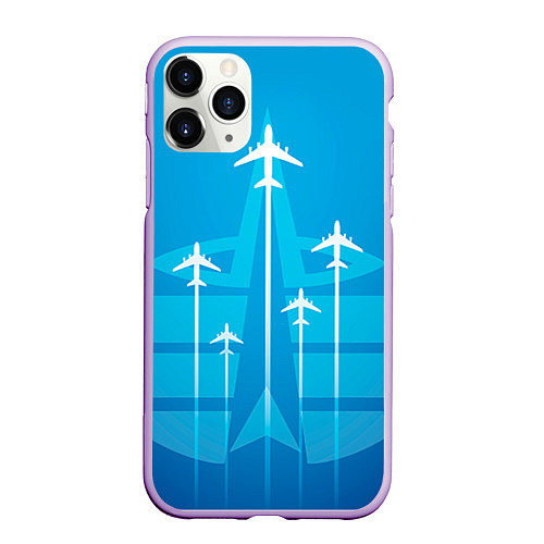 Чехол iPhone 11 Pro матовый Космические войска / 3D-Сиреневый – фото 1