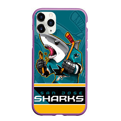 Чехол iPhone 11 Pro матовый San Jose Sharks, цвет: 3D-фиолетовый