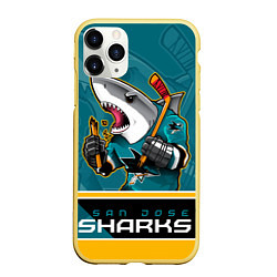 Чехол iPhone 11 Pro матовый San Jose Sharks, цвет: 3D-желтый