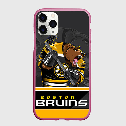 Чехол iPhone 11 Pro матовый Boston Bruins / 3D-Малиновый – фото 1