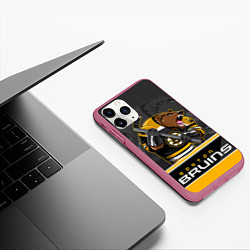 Чехол iPhone 11 Pro матовый Boston Bruins, цвет: 3D-малиновый — фото 2