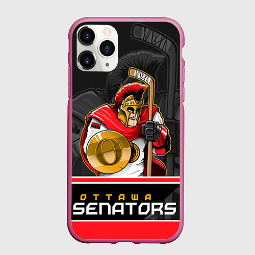 Чехол iPhone 11 Pro матовый Ottawa Senators / 3D-Малиновый – фото 1