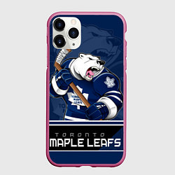 Чехол iPhone 11 Pro матовый Toronto Maple Leafs, цвет: 3D-малиновый