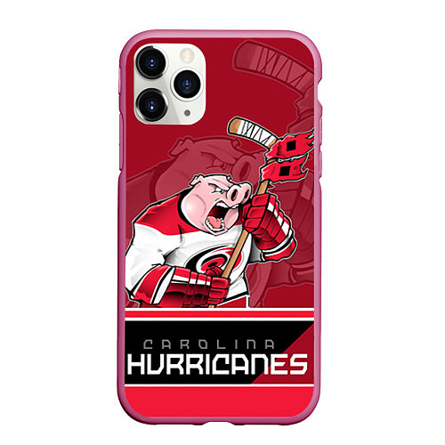 Чехол iPhone 11 Pro матовый Carolina Hurricanes / 3D-Малиновый – фото 1