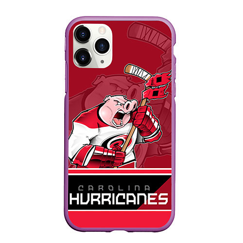 Чехол iPhone 11 Pro матовый Carolina Hurricanes / 3D-Фиолетовый – фото 1