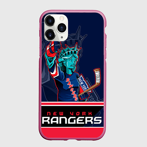 Чехол iPhone 11 Pro матовый New York Rangers / 3D-Малиновый – фото 1