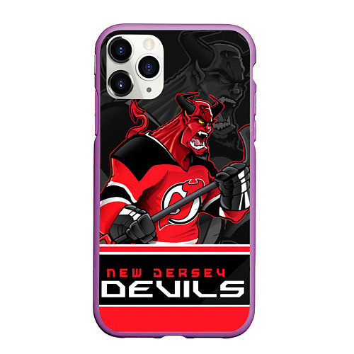Чехол iPhone 11 Pro матовый New Jersey Devils / 3D-Фиолетовый – фото 1