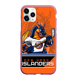 Чехол iPhone 11 Pro матовый New York Islanders, цвет: 3D-малиновый