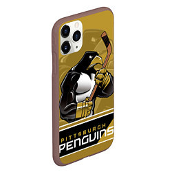 Чехол iPhone 11 Pro матовый Pittsburgh Penguins, цвет: 3D-коричневый — фото 2