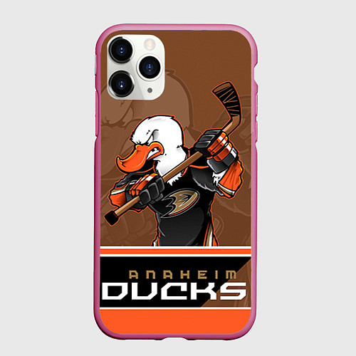 Чехол iPhone 11 Pro матовый Anaheim Ducks / 3D-Малиновый – фото 1