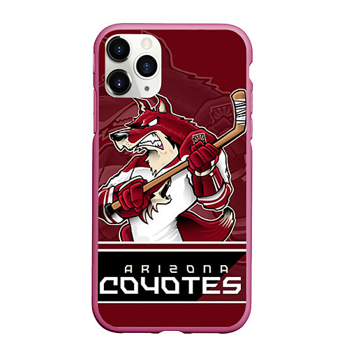 Чехол iPhone 11 Pro матовый Arizona Coyotes / 3D-Малиновый – фото 1