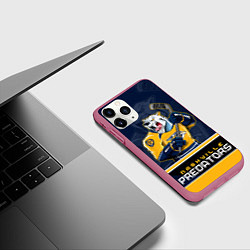 Чехол iPhone 11 Pro матовый Nashville Predators, цвет: 3D-малиновый — фото 2