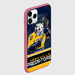 Чехол iPhone 11 Pro матовый Nashville Predators, цвет: 3D-малиновый — фото 2