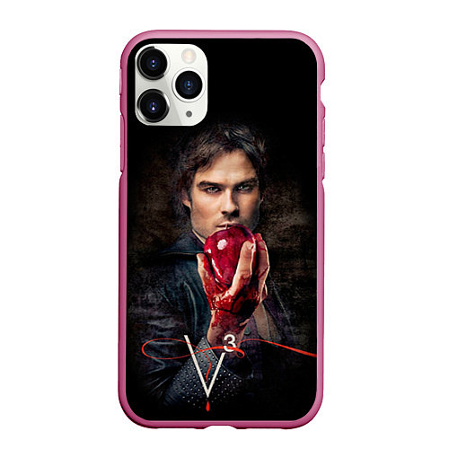 Чехол iPhone 11 Pro матовый Damon Salvatore V3 / 3D-Малиновый – фото 1