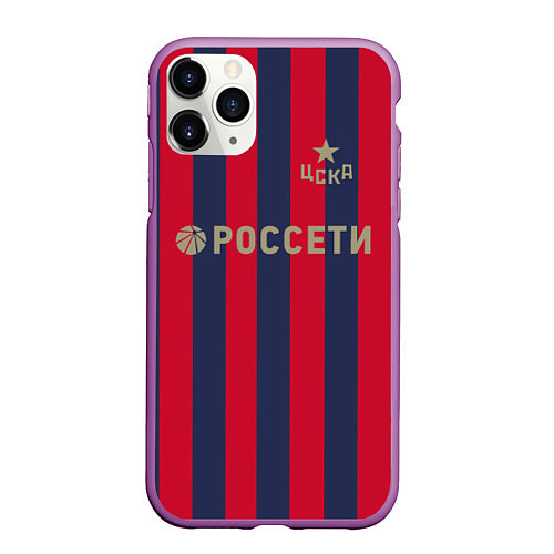 Чехол iPhone 11 Pro матовый ФК ЦСКА: Россети / 3D-Фиолетовый – фото 1