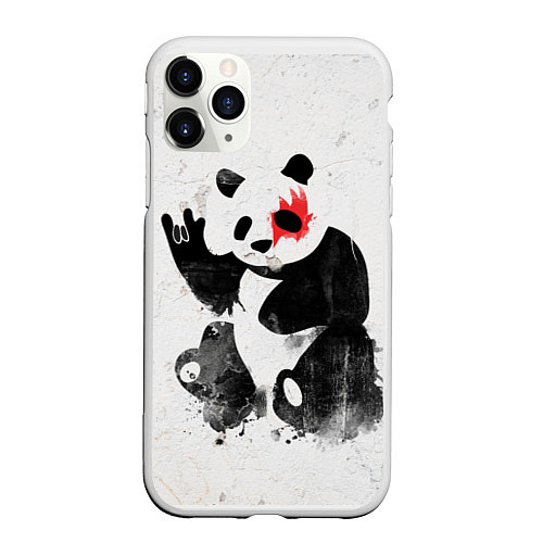 Чехол iPhone 11 Pro матовый Рок-панда / 3D-Белый – фото 1