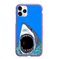 Чехол iPhone 11 Pro матовый Акулий рык, цвет: 3D-малиновый