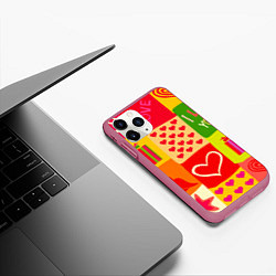 Чехол iPhone 11 Pro матовый Осенний паттерн, цвет: 3D-малиновый — фото 2