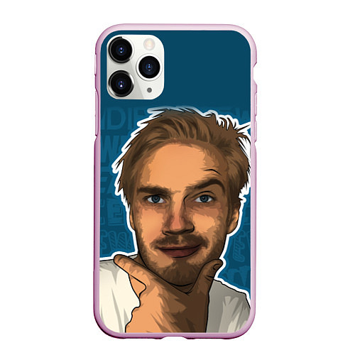 Чехол iPhone 11 Pro матовый Pew die pie / 3D-Розовый – фото 1