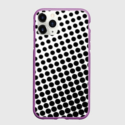 Чехол iPhone 11 Pro матовый Белый в горошек, цвет: 3D-фиолетовый