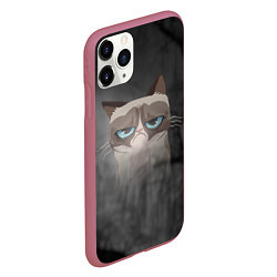 Чехол iPhone 11 Pro матовый Grumpy Cat, цвет: 3D-малиновый — фото 2