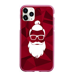 Чехол iPhone 11 Pro матовый Санта хипстер, цвет: 3D-малиновый