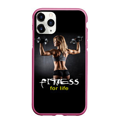 Чехол iPhone 11 Pro матовый Fitness for life, цвет: 3D-малиновый