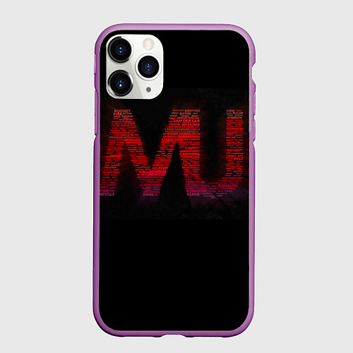 Чехол iPhone 11 Pro матовый Manchester United team / 3D-Фиолетовый – фото 1