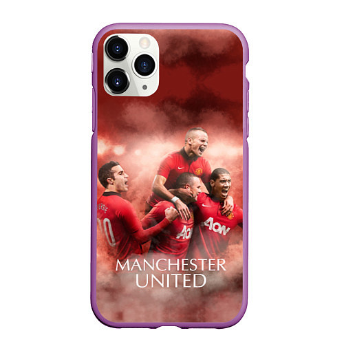 Чехол iPhone 11 Pro матовый Manchester United / 3D-Фиолетовый – фото 1