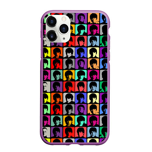 Чехол iPhone 11 Pro матовый The Beatles: pop-art / 3D-Фиолетовый – фото 1