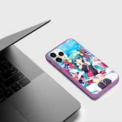 Чехол iPhone 11 Pro матовый Мику с подарками, цвет: 3D-фиолетовый — фото 2