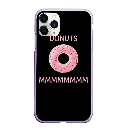 Чехол iPhone 11 Pro матовый Donuts / 3D-Светло-сиреневый – фото 1