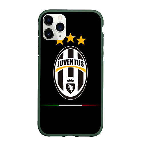 Чехол iPhone 11 Pro матовый Juventus: 3 stars / 3D-Темно-зеленый – фото 1
