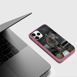 Чехол iPhone 11 Pro матовый Кот, цвет: 3D-малиновый — фото 2