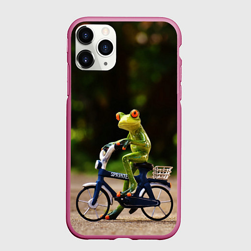 Чехол iPhone 11 Pro матовый Лягушка / 3D-Малиновый – фото 1