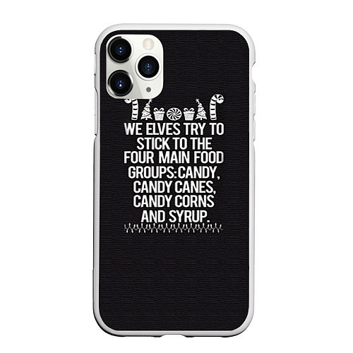 Чехол iPhone 11 Pro матовый Candy Canes / 3D-Белый – фото 1