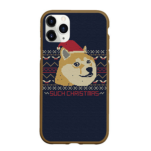 Чехол iPhone 11 Pro матовый Doge Such Christmas / 3D-Коричневый – фото 1