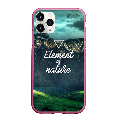 Чехол iPhone 11 Pro матовый Стихия земли / 3D-Малиновый – фото 1
