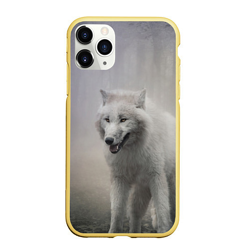Чехол iPhone 11 Pro матовый Волк / 3D-Желтый – фото 1