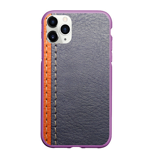 Чехол iPhone 11 Pro матовый Кожа / 3D-Фиолетовый – фото 1