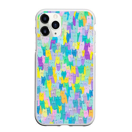Чехол iPhone 11 Pro матовый Пастельные коты / 3D-Белый – фото 1