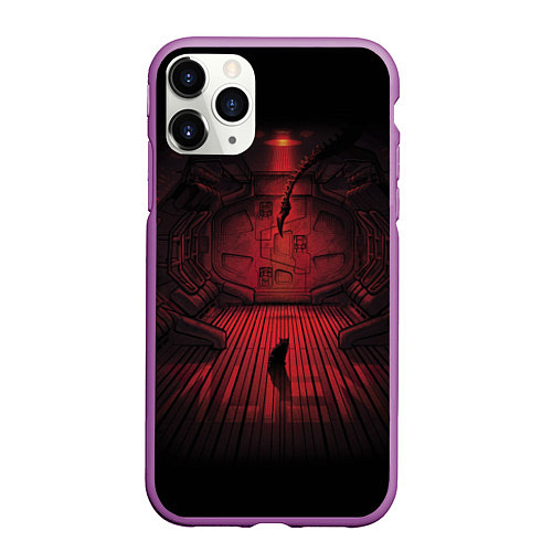 Чехол iPhone 11 Pro матовый Alien: Space Ship / 3D-Фиолетовый – фото 1